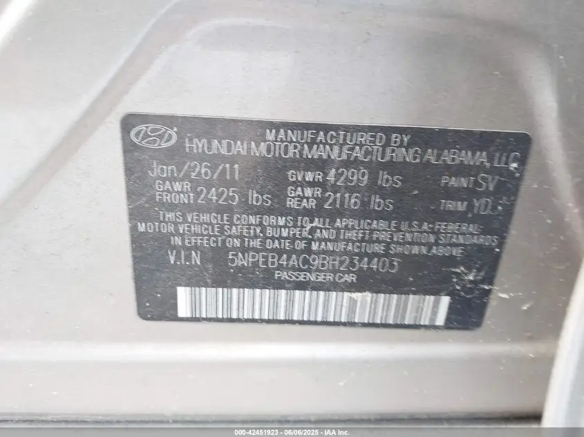 HYUNDAI SONATA 2011 TAN Photo 11