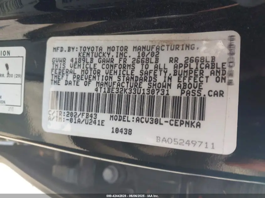 TOYOTA CAMRY 2003  Photo 11