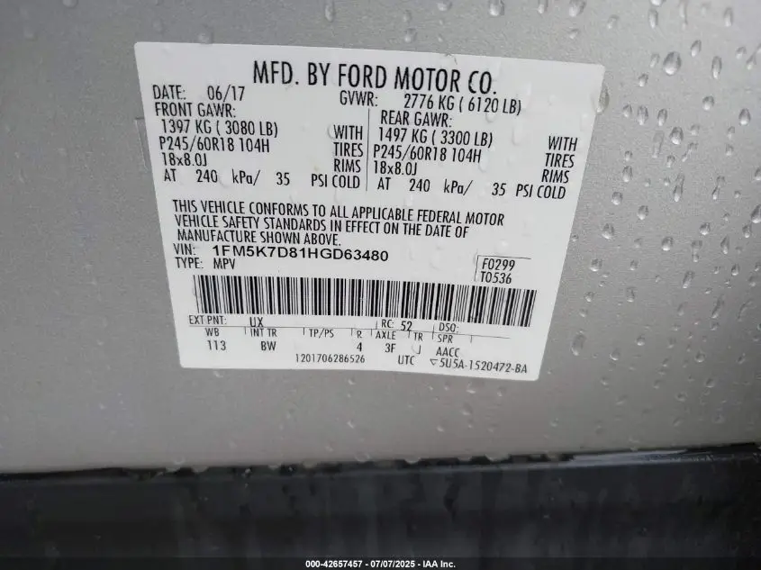 FORD EXPLORER 2017 SILVER Photo 16