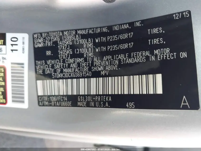 TOYOTA SIENNA 2016  Photo 16