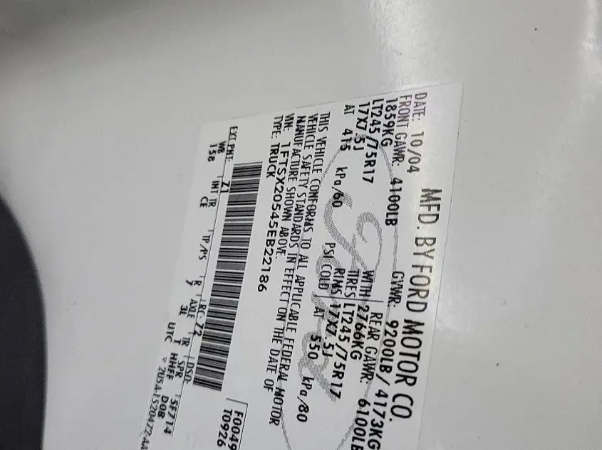 FORD SUPER DUTY F-250 2005. Lot# 42774186. VIN 1FTSX20545EB22186. Photo 1