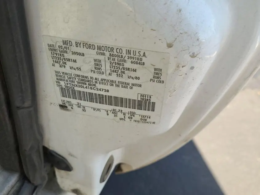 FORD SUPER DUTY F-250 2001. Lot# 42946573. VIN 1FTNX20L41EC24738. Photo 1