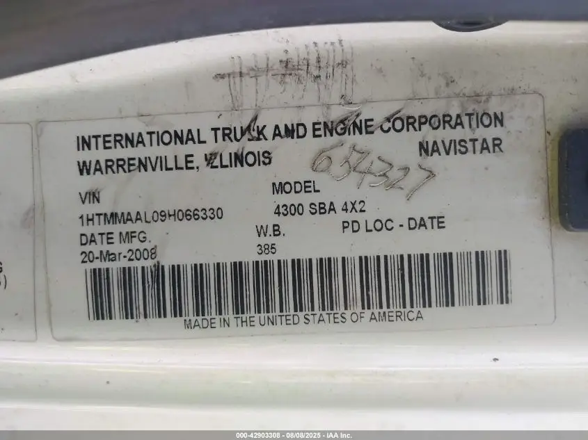 1HTMMAAL09H066330 INTERNATIONAL 4000 2009 WHITE Photo 8